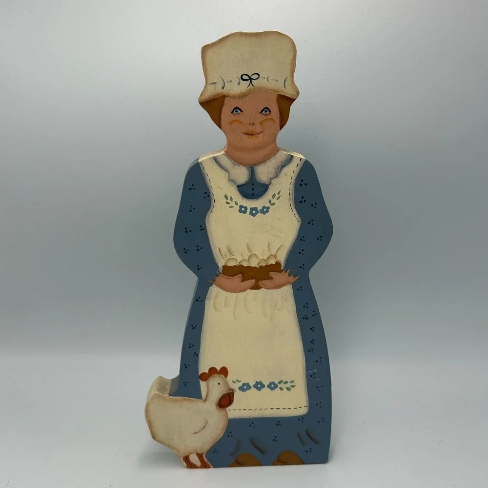 Vintage Paint Wood Granny Country Bonnet Eggs Chicken Cottage Farm Decor 90s Wal